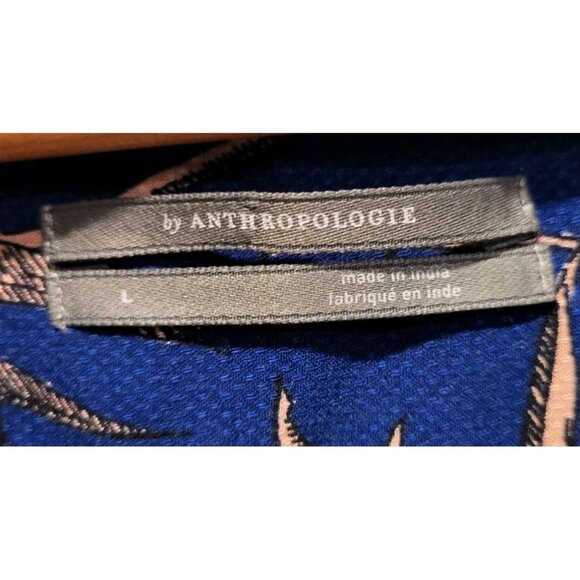 By Anthropologie Blue Pink Embroidered Relaxed Fit Peasant Top Sz L - Picture 5 of 6